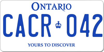 ON license plate CACR042