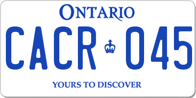 ON license plate CACR045