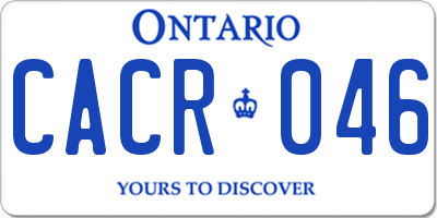 ON license plate CACR046