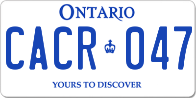 ON license plate CACR047