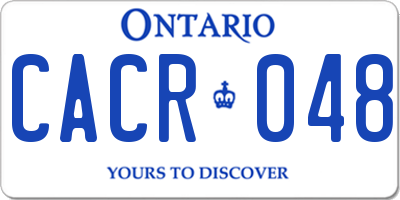 ON license plate CACR048