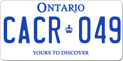 ON license plate CACR049