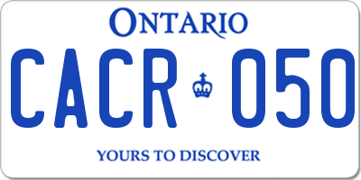 ON license plate CACR050