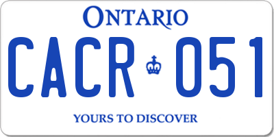 ON license plate CACR051