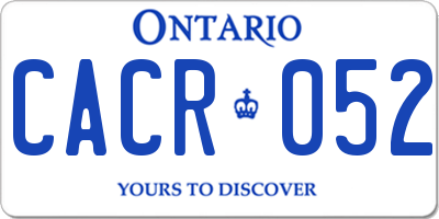 ON license plate CACR052