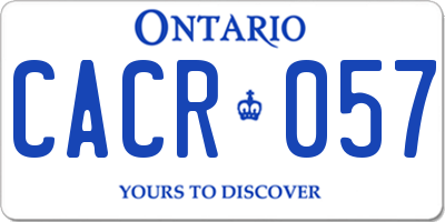 ON license plate CACR057