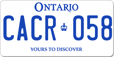 ON license plate CACR058