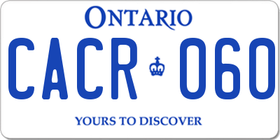 ON license plate CACR060