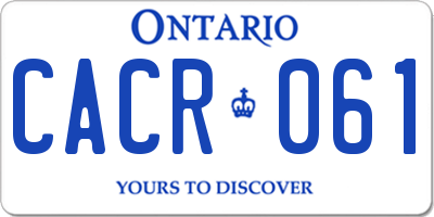 ON license plate CACR061