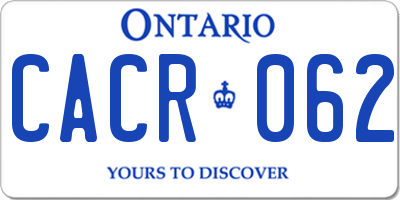 ON license plate CACR062