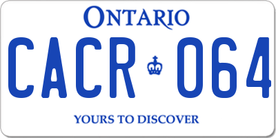 ON license plate CACR064