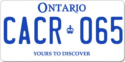 ON license plate CACR065