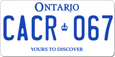 ON license plate CACR067