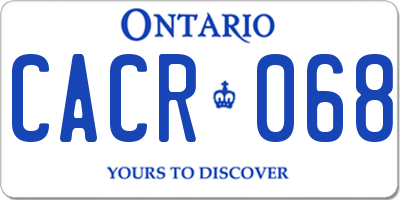 ON license plate CACR068