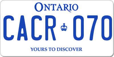 ON license plate CACR070