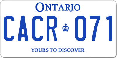 ON license plate CACR071