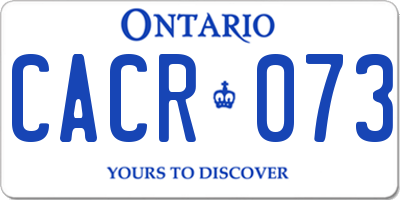 ON license plate CACR073