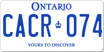 ON license plate CACR074