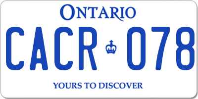 ON license plate CACR078