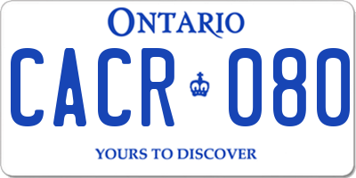 ON license plate CACR080