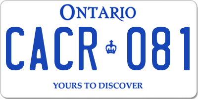 ON license plate CACR081