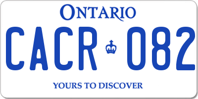 ON license plate CACR082