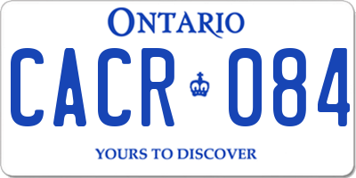 ON license plate CACR084