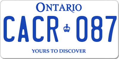 ON license plate CACR087