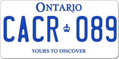 ON license plate CACR089