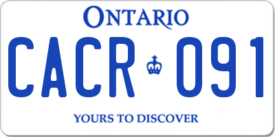 ON license plate CACR091