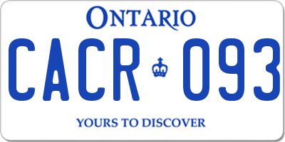 ON license plate CACR093