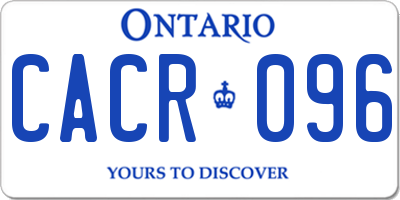 ON license plate CACR096