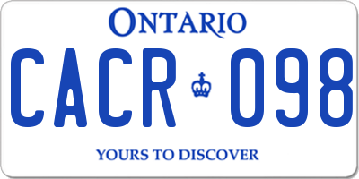 ON license plate CACR098