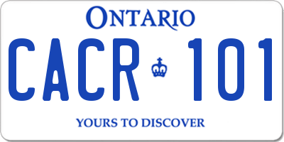 ON license plate CACR101