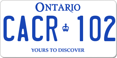 ON license plate CACR102