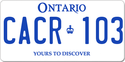 ON license plate CACR103