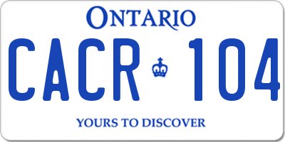 ON license plate CACR104