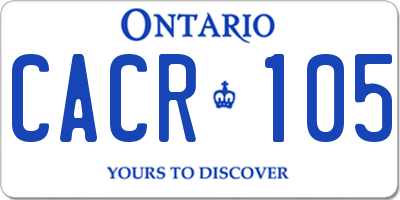 ON license plate CACR105