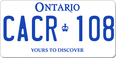 ON license plate CACR108