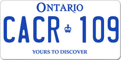 ON license plate CACR109