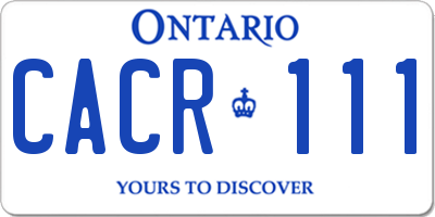 ON license plate CACR111