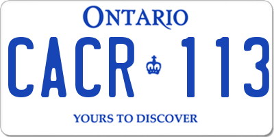 ON license plate CACR113