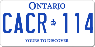 ON license plate CACR114