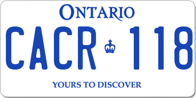 ON license plate CACR118