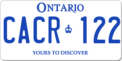 ON license plate CACR122