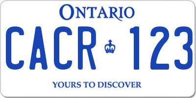 ON license plate CACR123