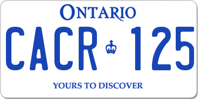 ON license plate CACR125