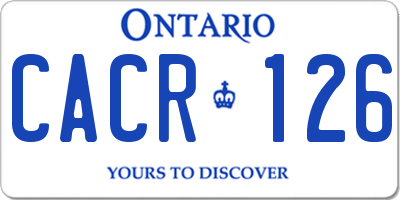 ON license plate CACR126