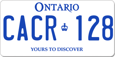 ON license plate CACR128