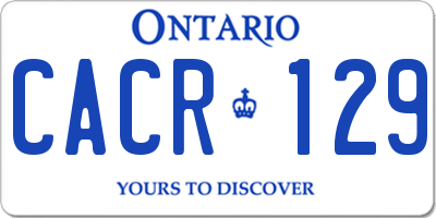 ON license plate CACR129